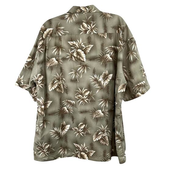 Batik Bay Green Hawaiian Leaf Print Cotton Button Front Short Sleeve Shirt XXL - Picture 2 of 13